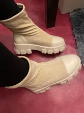 Botas de calcetín negro para mujer, zapatos góticos Punk, botines de plataforma, media blanca, novedad de 2020