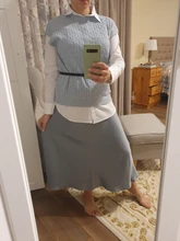 Marchitas de verano faldas mujer moda 2020 midi faldas Inglaterra Oficina satén alto cintura simple Falda larga elegante de las mujeres