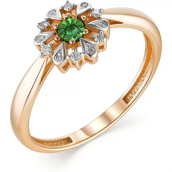

Alcor ring with diamonds and emerald of red gold