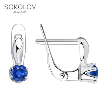 

SOKOLOV Silver drop earrings with stones with blue cubic zirconia fashion jewelry silver 925 women's/men's, male/female, long earrings