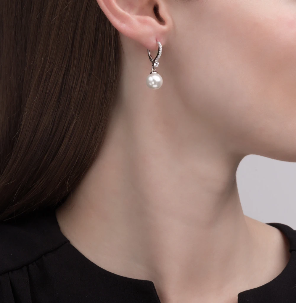 Silver earrings with cubic zirconia and Pearl SUNLIGHT test 925