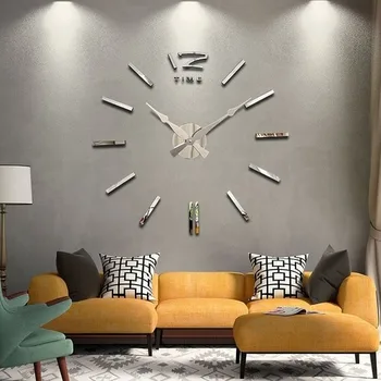 

Dıy Clock New Generation 3D Wall Clock (Silver Mirror)