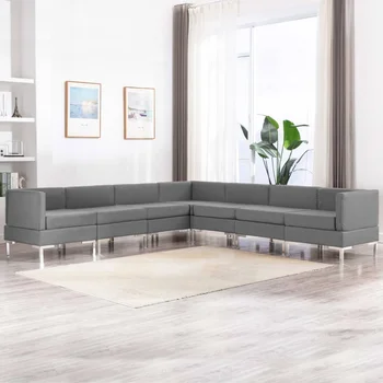 

7 PCs light gray sofa fabric sofa sets