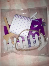 Mini puerta de hadas de madera, puerta de hadas hecha a mano, con bonito agujero con ratón rosa, puerta de madera en miniatura con banderines y poste de señal personalizado