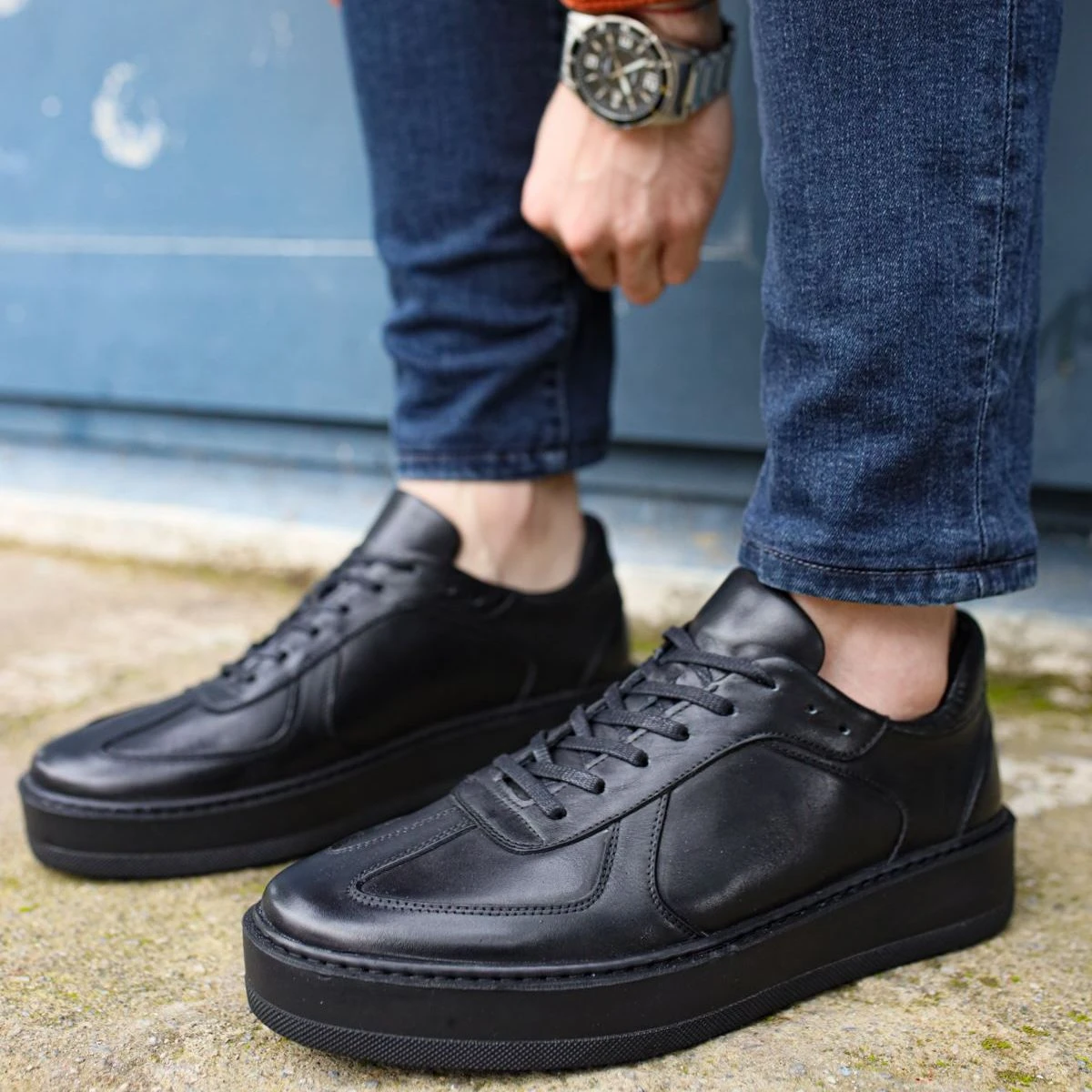 Zapatos de cuero para hombre, deportivo de piel, color negro, marrón, azul oscuro, adecuado para todas las prendas, con descuento, para la nueva temporada|Zapatos informales de hombre| - AliExpress