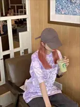 Algodón camiseta con oso Streetwear Verano de gran tamaño, camiseta de las mujeres Harajuku Tops de manga corta Tee Hip Hop teñido camiseta divertida