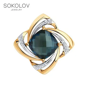 

Sokolov pendant in Gold with Topaz and cubic zirconia, fashion jewelry, gold, 585, women's male, pendants for neck women