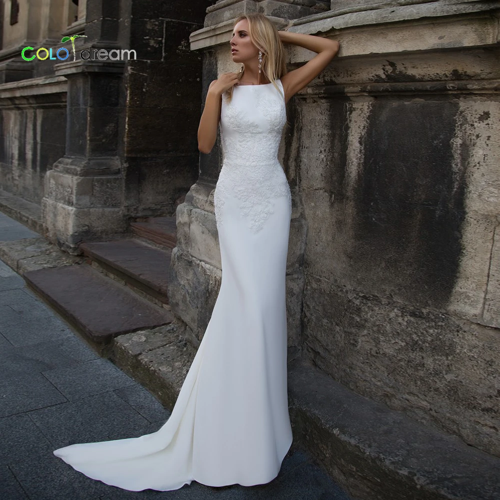 Свадебное платье-Русалка/Труба vestido de novia корт поезд квадратный colla