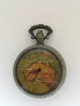 Reloj de bolsillo de cuarzo con mapa americano Vintage para hombre, cadena colgante, collar de bolso, regalo, CF1059, novedad