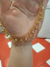 Tobillera con cadena metálica dorada para mujer, cadena para tobillo con borla, campanas cadena con sonido, pulsera para tobillo, joyería para pie, 2017