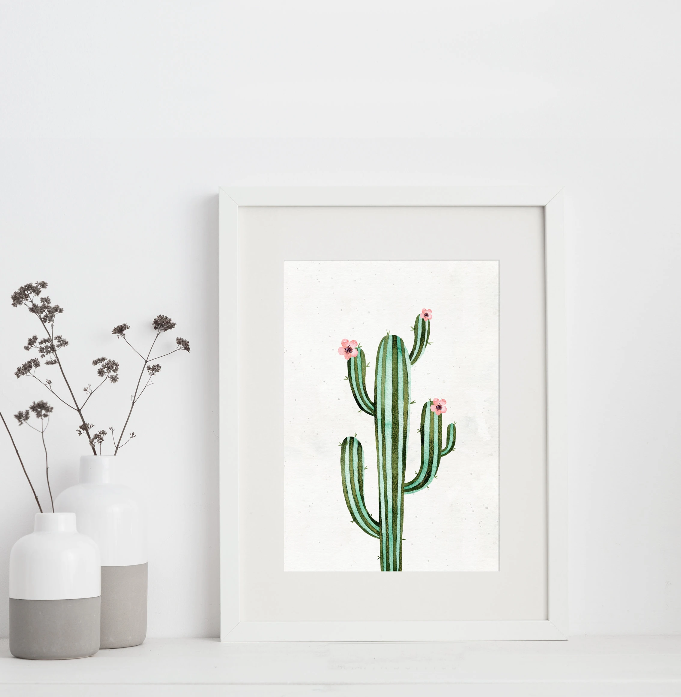 Watercolor cactus Gallery Wall for Bedroom Prints Pictures Flower For Living Room ，Kitchen Room Decoration  Home Decor