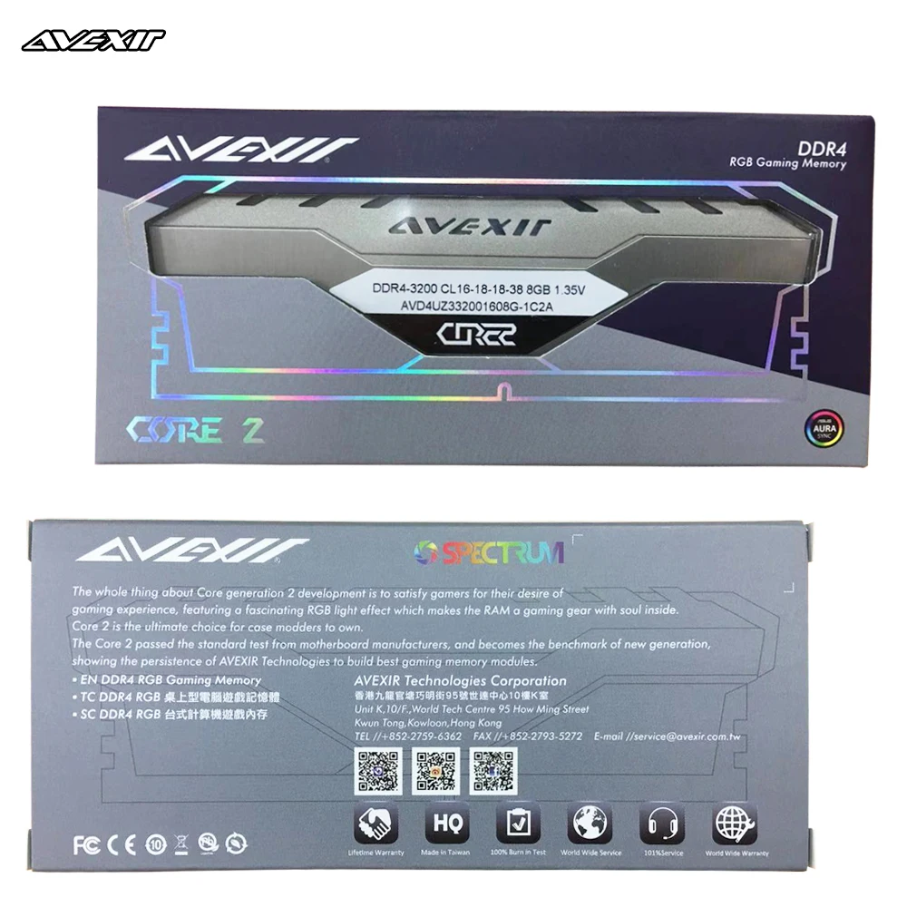 Avexir Core 2 ddr4 8GB 3000MHz RGB DIMM 32GB 2666MHz 3200mhz 3600mhz 16gb 32gb pc4 ram Desktop Memo
