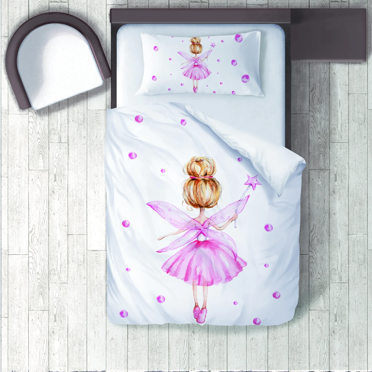 

Duvet Cover Set Bedding Set Pillow Case for Baby and Kids Room 3D Printed White Pink Fairy Ballerina Model 246