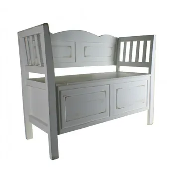 

Wooden bench White with trunk in seat. Measures: 78x99x44 cm.