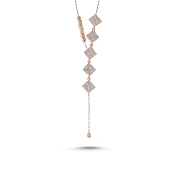 

KUTAYDAN Bulk and Plaids Zircon Y Necklace 925 Sterling Silver