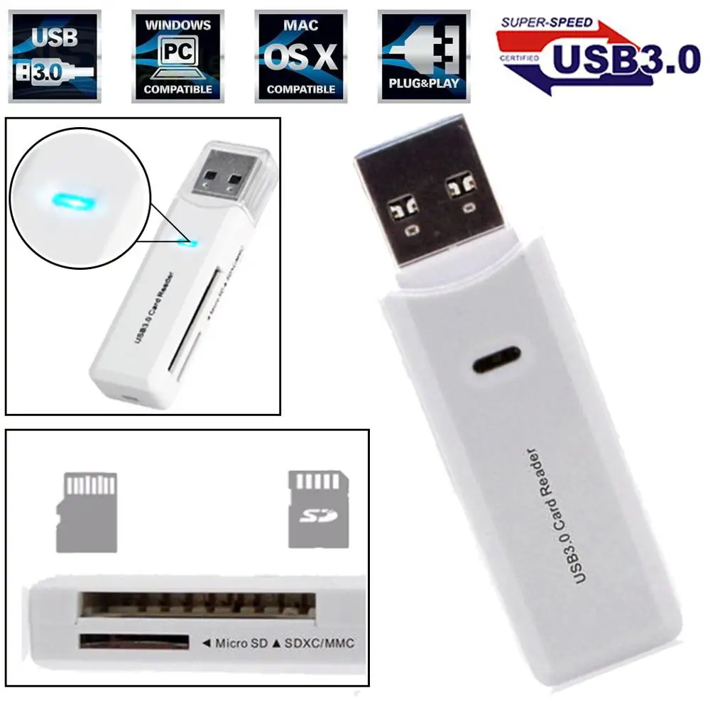 USB 3,0 мульти умный считыватель карт памяти OTG адаптер мини кардридер для Micro SD/TF/SDXC/MMC Microsd ПК компьютер Ноутбук
