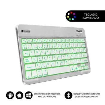 

Subblim sub-kbt-smbl30 silver - bt3.0 bluetooth keyboard-illuminated keys-420mah battery-multi-device compatible