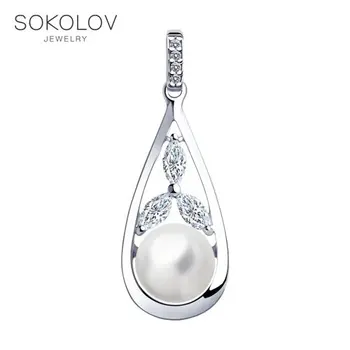 

SOKOLOV suspension of silver with pearls and fianitami, fashion jewelry, 925, women's/men's, male/female, women's male, pendants for neck women