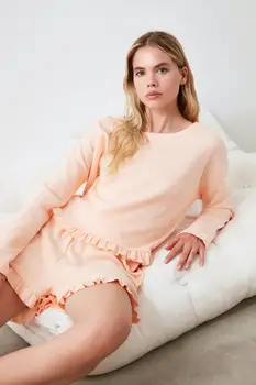 

Trendyol Salmon Textured Knit Pajamas set THMAW21PT0288