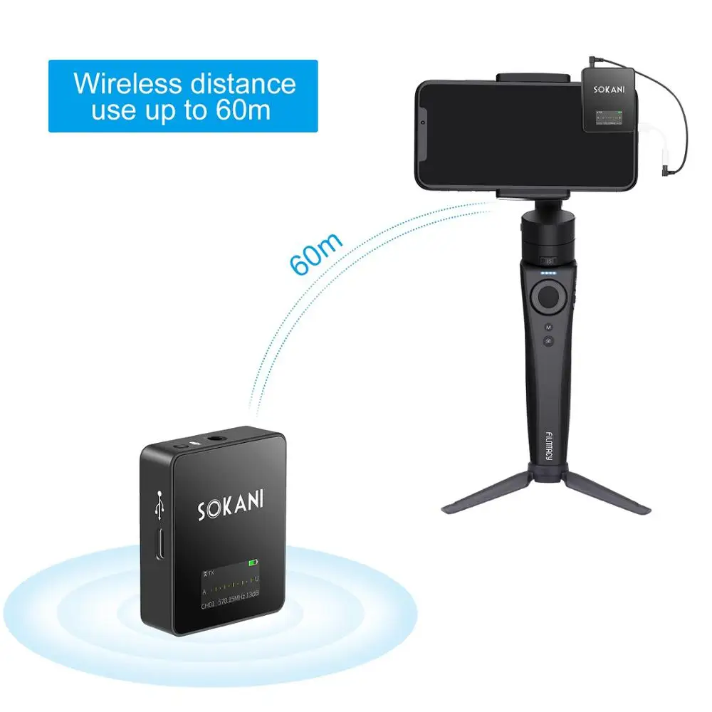 SOKANI TINY UHF Wireless Lavalier Microphone