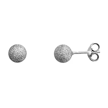 

925 Sterling silver earrings m. Rhodium-plated ball 6mm. Matte [AA3489]