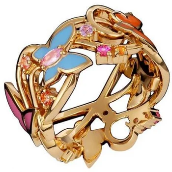 

Esthete ring with sapphires and enamel in yellow gold 750