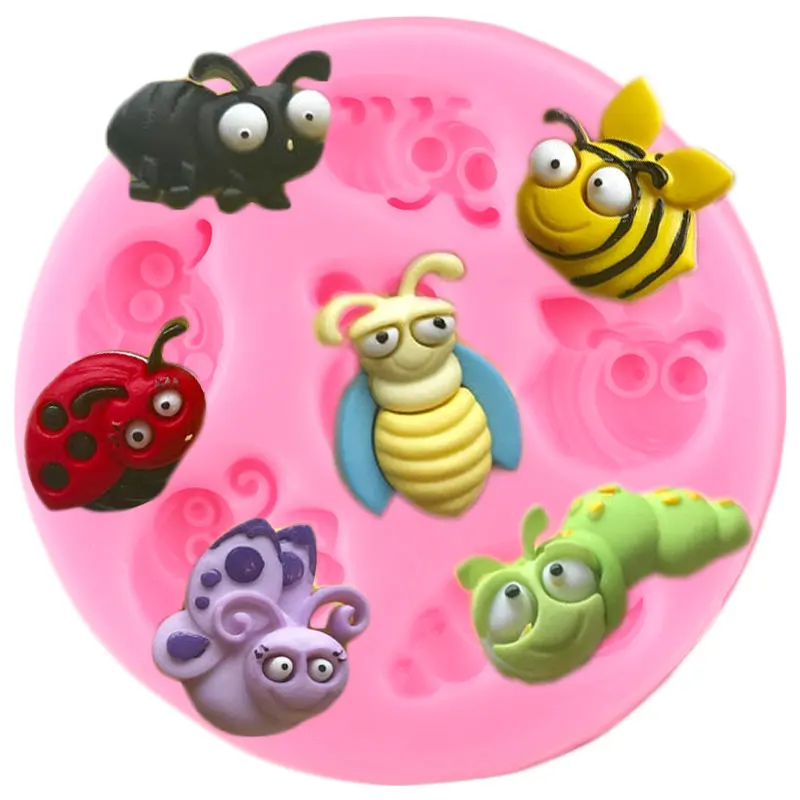 Nature Insects Bugs Silicone Molds Bee Ladybug Cupcake Topper Fondant Cake Decorating Tools Candy Clay Chocolate Gumpaste Moulds | Дом и сад