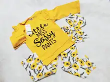 Conjunto de ropa para niñas pequeñas, Tops de manga larga con letras para recién nacidos, pantalones informales con estampado, diadema, trajes para niños pequeños