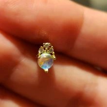 Pendientes redondos de ópalo de fuego para mujer, joyería rellena de Plata de Ley 925, aretes bonitos de oreja A30, Blanco/azul/púrpura