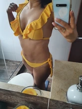 Ruffle Swimwear Bandage Push-Up-Pads Bikini Brazilian Two-Piece White Women Summer Mujer