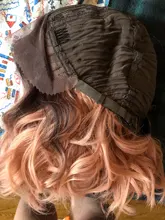 Wig Hair-Wig Short L-Part Heat-Resistant-Fiber Bob Lace-Front Pink Colored Synthetic