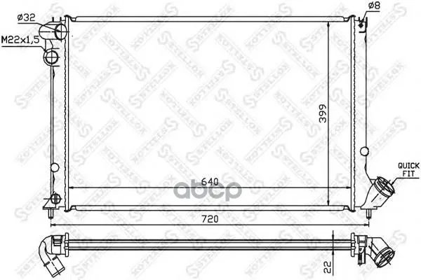 10-25105-Sx_радиатор Системы Охлаждения! С Ac Peugeot 406 1.6i/1.8i 95 Stellox 1025105sx Stellox арт. 1025105SX