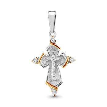

Aquamarine Orthodox cross with cubic zirconia, 925 sterling silver