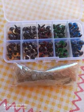 Ojos de seguridad de animales para juguetes, caja de accesorios de plástico de colores variados de 8mm, 10mm, 12mm, 100 Uds.