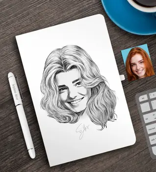 

Personalized Women 'S Abstract Charcoal Illustrative White Notebook Pen Set-17