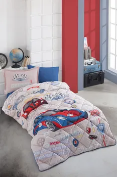 

Multi Color Quilt And Duvet Cover Set 100% Cotton Made Single Comfortable Sleep Set GARAGE BLUE