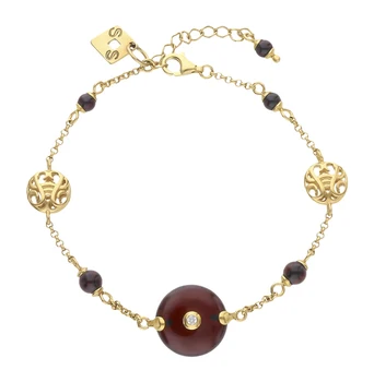 

Silver Bracelet with cubic zirconia and amber sunlight sample 925