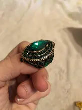 Kinel de lujo anillo para las mujeres aspecto Vintage AAA verde de cristal de la joyería de Boho de Color oro encanto étnico anillo de boda