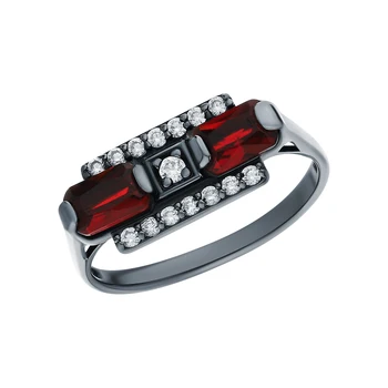 

Silver ring with cubic zirconia and Garnet synthetic sunlight sample 925