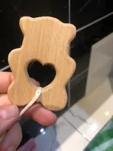 Mordedor de madera orgánico para bebé, mordedor en forma de Animal Natural, juguete de dentición, cuentas de silicona, regalo para bebé recién nacido, 2 uds.