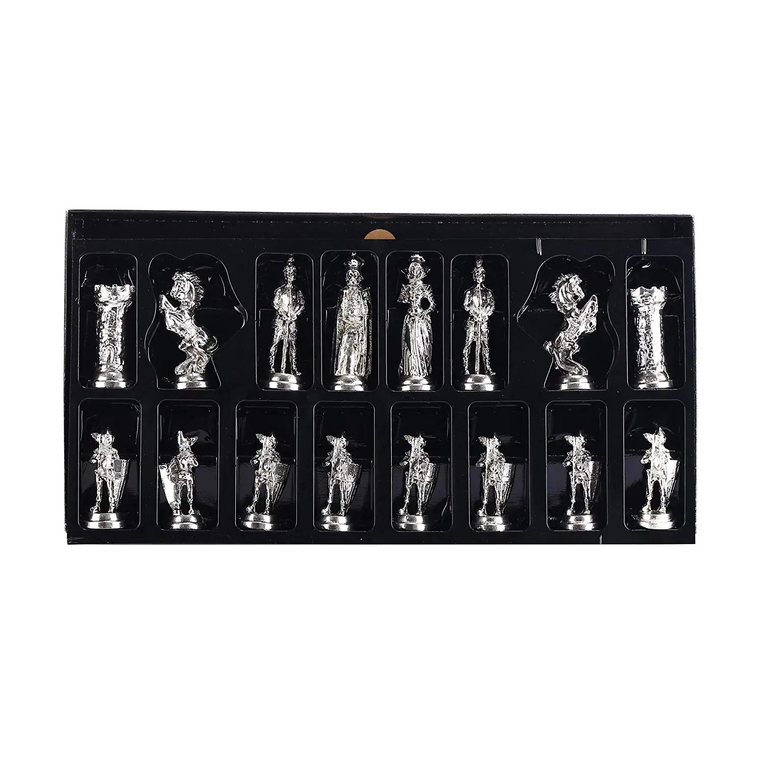 Medieval British Army Metal Chess Set for Adult,Handmade Pieces and Marble Design Wood Chess Board King 9 cm