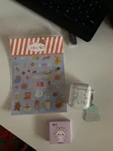 Mohamm-pegatinas de la serie Rainbow Shop para niñas, 1 hoja de 12cm x 17cm, pegatinas decorativas de animales de dibujos animados de conejo, pegatinas escamas para la escuela
