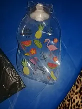 Botella de agua caliente transparente, calentador de mano de dibujos animados, Mini bolsas de agua caliente portátiles a prueba de explosiones