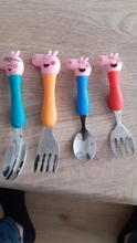 Peppa Pig-cubiertos de acero inoxidable para niños, modelos de figuras de la familia George Pig, vajilla, regalo de cumpleaños