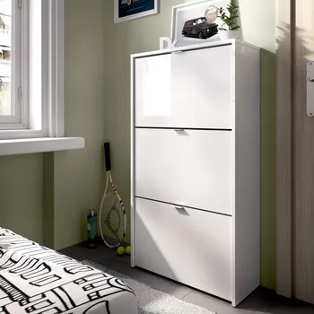 

Shiny white shoe rack and three doors JAZZ model