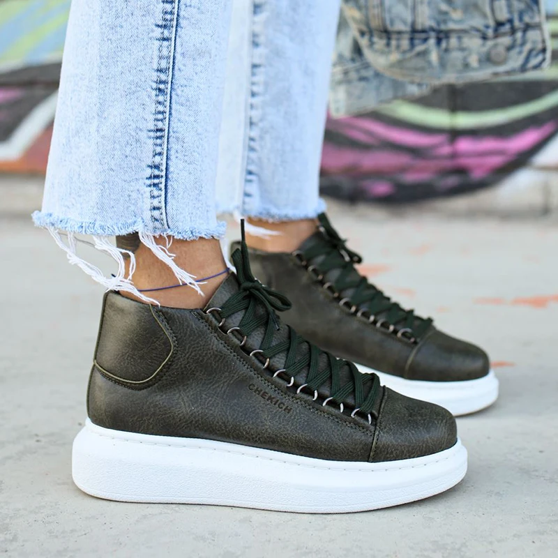 Chekich Women's &amp Men's Shoes Khaki Non Leather Autumn Season Lace Up Unisex Sneakers Comfortable Ankle Ladies Fashion Wedding Special