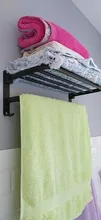 Hanger Organizer Towel-Holder Shower-Rack Bathroom-Accessories Folding Black Aluminum