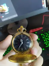Reloj de bolsillo dorado con cadena para hombre y mujer, Steampunk, números romanos