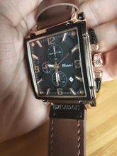 Reloj deportivo para hombre, cronógrafo de cuarzo, con Esfera Grande cuadrada de cuero, marca superior de lujo, a la moda, resistente al agua, nuevo, 2021