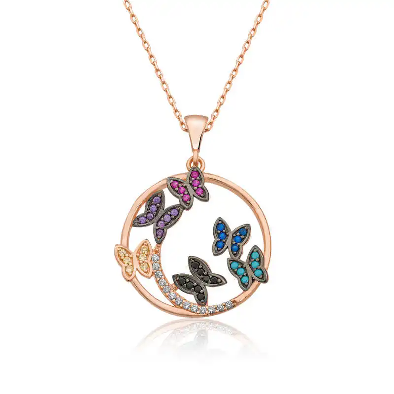 

Silver Butterfly Circle Lady Necklace